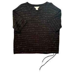 Liz Claiborne Weekend Boxy Drawstring Bottom Multi/Black Cotton Top SZ XL